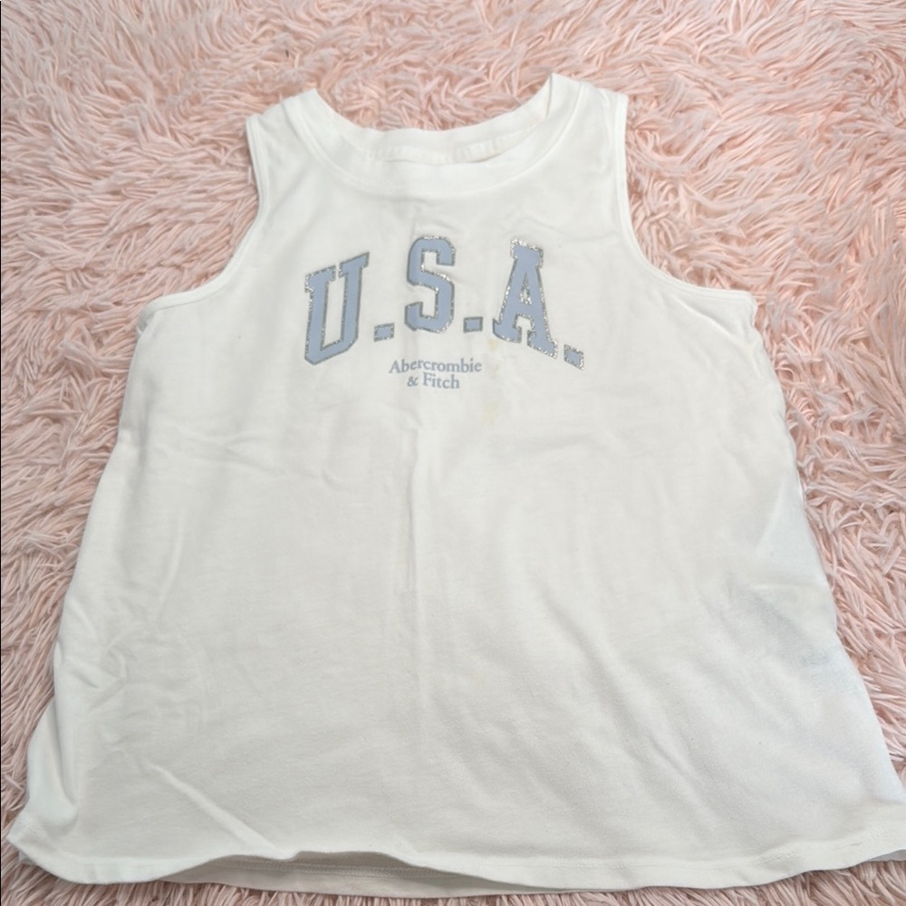 Abercrombie & Fitch White Tank Top USA Print